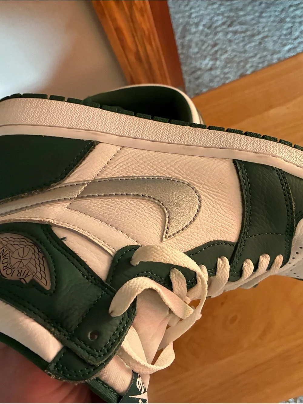 Nike Air Jordan 1 High Top Sneakers - Green, White & Silver